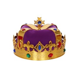 LEEMASING Corona de rey con joyas reales para disfraz de Halloween, graduación, cosplay, decoración de fiesta (morado)