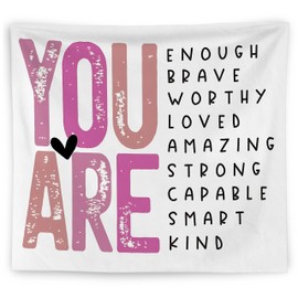 WNAGT Positive Affirmations for Kids Tapestry Wall Hanging, Kids Affirmation Wall Decor, You Are Kind Brave Smart Inspirational Wall Blanket Decor for Kid Room Classroom Nursery, 50x60 Inch(Style B)