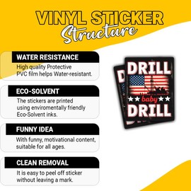 (3 Pcs) Drill Baby Drill Bumper Sticker – Funny Quote Vinyl Decal Waterproof for Car, Laptop, Water Bottle, Tumbler – Gift for Humor Lovers, Fans of Bumper Stickers – 3 Inch