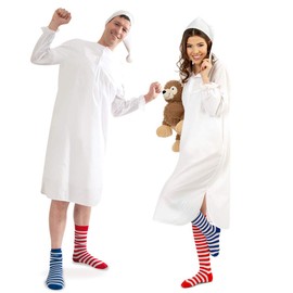 KarnevalsTeufel 4-Piece Sleepwalker Costume Nightgown, cap, knee stockings, sleepy hat - sleepwalker carnival costume., xxl