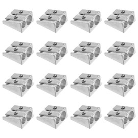 PATIKIL Metal Pencil Sharpeners, 12 Pack Aluminum Alloy Handheld Mini Manual Pencil Sharpener with Double Holes for Office Classroom Art Painting, Silver