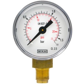 Fittingteile - Pressure Gauge Vertical Diameter 40 mm - Class 2.5 for Compressed Air Pneumatic Pressure Display (Display Range: 0 to 1.6 bar)