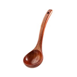 Wooden Soup Ladle - Wooden Ladle Spoon for Soup, Gruel - Wooden Ladle for Cooking with Hole Hanging - Non-Stick Wooden Ladle Large for Stirring & Serving 9 Inch