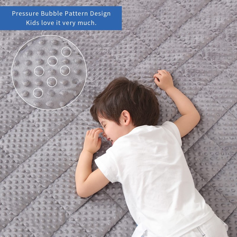 Kids Weighted Blanket Twin 7lbs (41"×60",Gray) Breathable Soft Minky Weighted