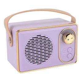 Retro BT Speaker, Tragbarer Lautsprecher mit Klassischem Design, 360° Stereo Sound, 500mAh Leder-Tragegriff, Lautsprecher für Schlafzimmer, Kinderzimmer (Purple)