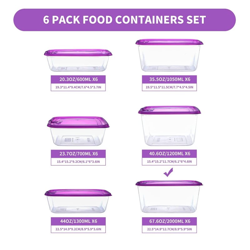 EASYLOCK Stackable Food Storage Containers with Lid, 1.2 L x
