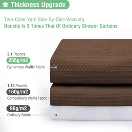 Dynamene Extra Long Shower Curtain - 84 Inch Long Brown Waffle Weave Heavy Duty Fabric Bathroom Shower Curtain, Neutral Weighted Hotel Thick Bath Curtain Set with 12 Plastic Hooks,72x84, Brown