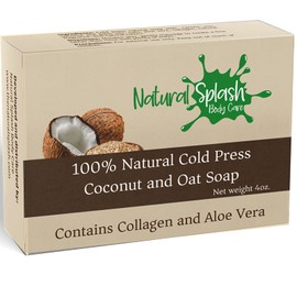 Natural Splash – Natural Handmade Cold Press Soap Bar - Coconut and Oat – Aloe Vera and Collagen - Non-Exfoliating.