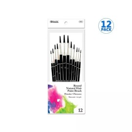 Bazic Products 12/PK Assorted Round Natural Hair Paint Brush