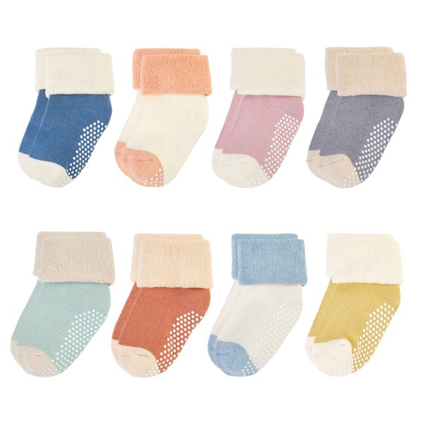 VWU Ankle Crew Socks with Grips, Baby Toddler Kids Unisex