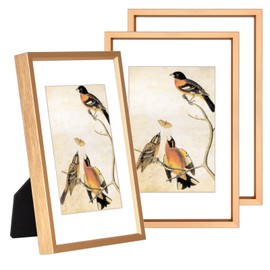 BKABOT 3.5x5 Picture Frame Set of 3, Gold Metal Photo Frames with HD Glass, Fits 2.5x3.5 with Mat or 3.5x5 without Mat, Wall Hanging and Table Display