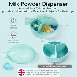 Baby Formula Dispenser Infant Milk Powder Container for Travel,Formula Dispenser Portable 6Oz Airtight Leak Proof Formula Storage Formula Dispenser on the go (Green)