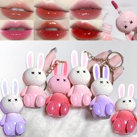DENESTUP 6pcs Bunny Rabbit Lip Gloss Liquid Lipsticks Set,Moisturizing Hydrating Lip Glow Oil Shine Lip Plumping Glass Waterproof Finish Party Gift for Women Girls