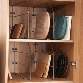 Blulu 4 Pcs Baking Sheet Organizer Tray Dividers for Cabinets Kitchen Cabinet Dividers Vertical for Baking Sheets Chrome Divider Pan Rack Storage Wires for Kitchen Cupboards (Silver, 12 x 20)