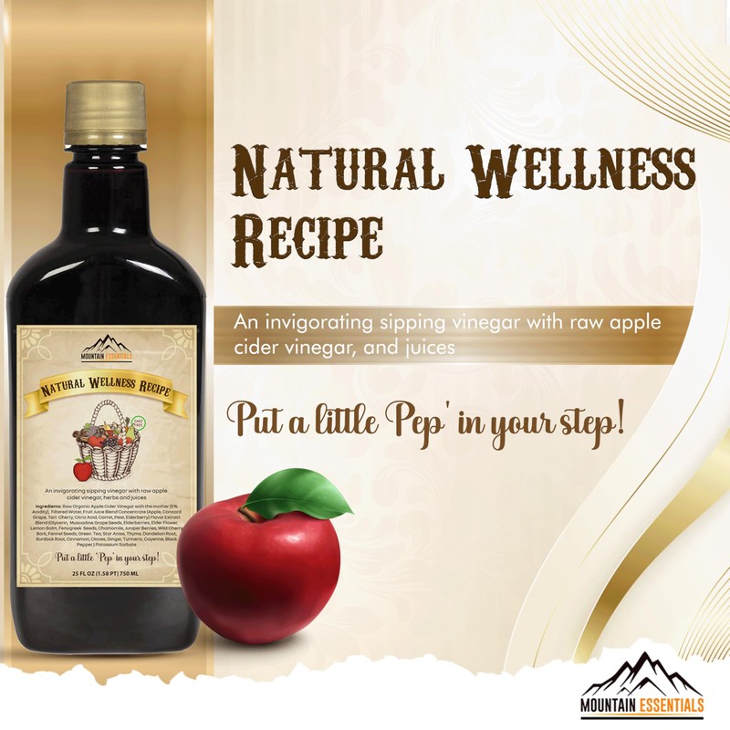 MOUNTAIN ESSENTIALS Natural Wellness Recipe Apple Cider Vinegar with Elderberry