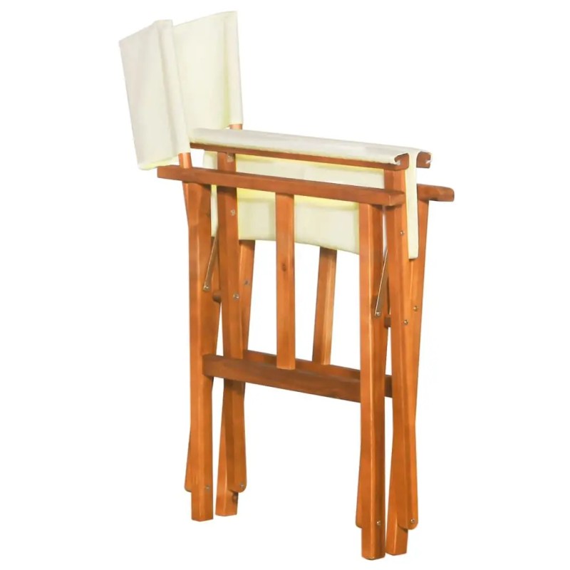 Solid Acacia Wood Director Chair in Brown and Cream 100%