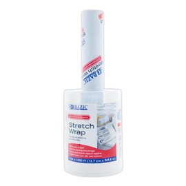 BAZIC Stretch Wrap Film Clear 5" x 1000 Ft with Handle, Standard Strength 80 Gauge Thick Self-Adhering Plastic Shrink Wrap Roll for Moving, Shipping, Furniture, Storage, 1 Roll