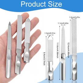 Wanmu 3Pcs Metal Nail File, Stainless Steel Nail Trimmer with Leather Case, Heavy Duty Double Sided Toenail File for Thick Toenails, Professional coarse Nail File for Men Women, Home Salon, Travel