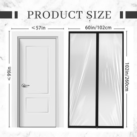 Amylove Zipper 60 x 102 Inch Dust Barrier Door Kit Construction Door Barrier 5 x 8.5 ft Reusable Plastic Curtain Cover Containment Standard Doorway Temporary Wall Screen Sheeting for Bathroom Hallway