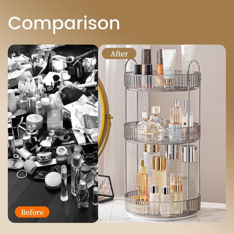 Aveniee Rotating Makeup Organizer for Vanity, 3 Tier Perfume Skincare
