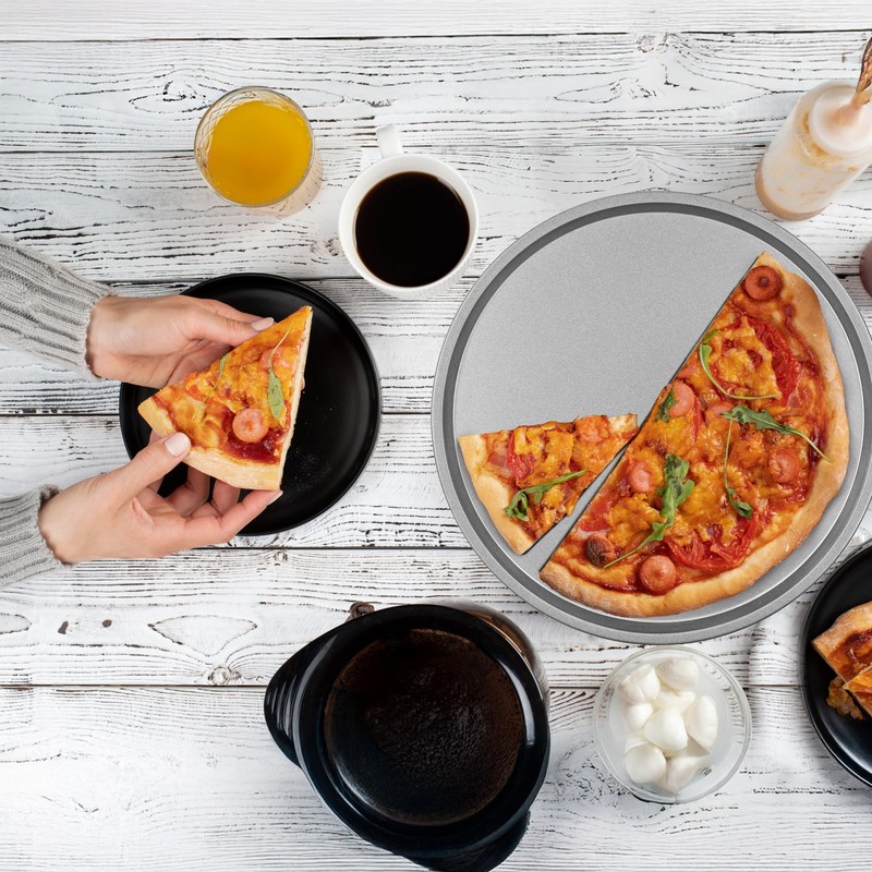 DecorRack 13 Inch Alloy Steel Pizza Pan, Non-Stick Coating, Serving