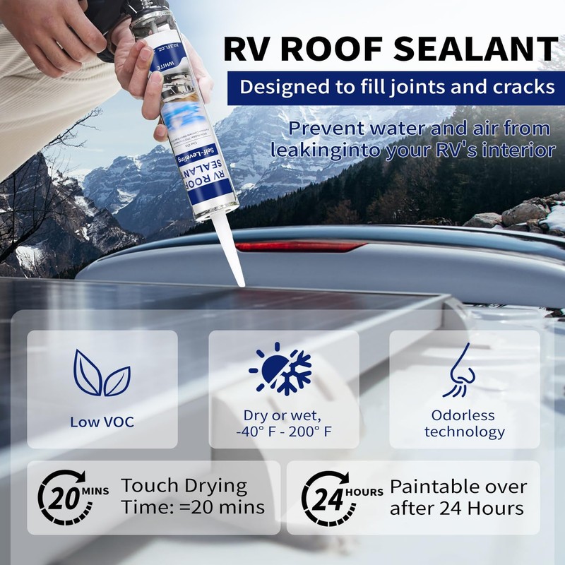 RV Roof Sealant 4 Pack, Self-Leveling Lap Sealant, White RV