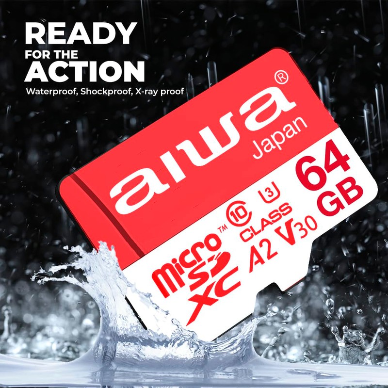 AIWA MSDV30 64GB MicroSDXC Class 10 Class U3 UHS Memory