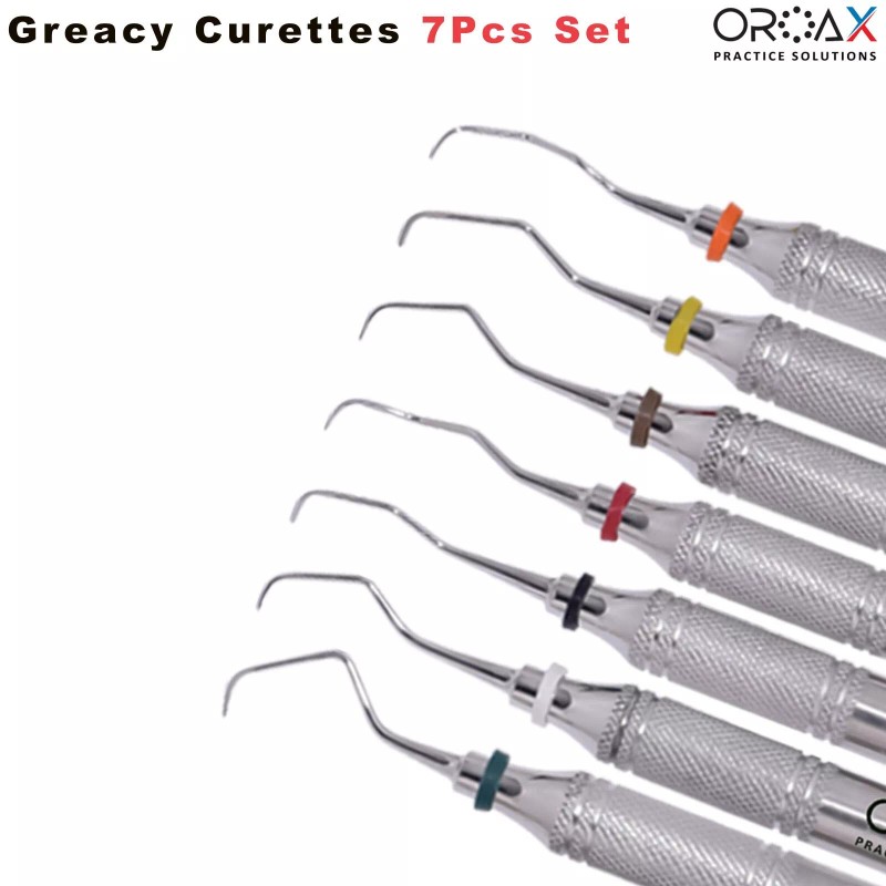 OROAX Juego de 7 curetas periodontales dentales Gracey con mango