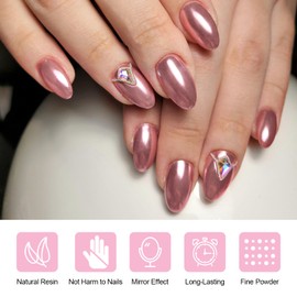 BISHENGYF 6 Pcs White Chrome Powder, Pearl Effect Nail Powder Shell Nail Glitter Dust Nail Powder with Magic Mirror Effect for Nail Art Design Decoration