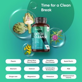WeightWorld Detox & Cleanse - 180 Capsules - 2 Months Supply - Prebiotics & Probiotic Complex - Vegan Detox & Cleanse Supplements - Non-GMO & GMP-Approved - for Men & Women