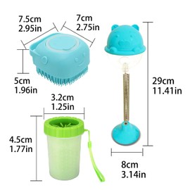 Dog Paw Cleaner,Bath Brush and Feeding Toy - 3 Pack Silicone Bristles Pet Cleaning Brush Feet Cleaner, Puppy Massage Brush Hair Fur Grooming and Rocking Feeding Toys