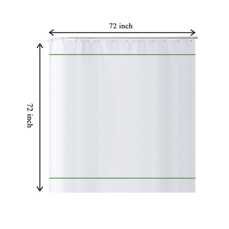 White Shower Curtain with Oliver Green Border, Modern Chic Faux