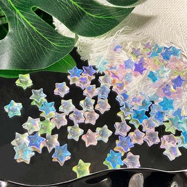 KASOICRA 100 Pcs Star Nail Charms 3D Crystal Stars Nail Art Rhinestones Aurora Star Nail Art Charms Resin Colorful Star Nail Charms for Nail Art DIY Nail Accessories Nail Supplies for Women Girls