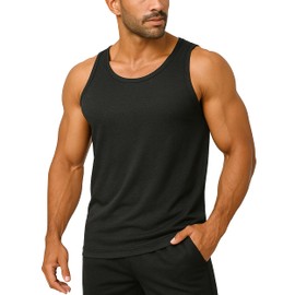 Boladeci Mens Tank Top Workout Summer Moisture Wicking Lightweight Breathable Running Beach Sleeveless Shirts Large Black