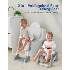 Potty Training Seat, Toddler Potty Training Toilet, Upgrade 2 In 1 Toddler Toilet Seat with Steps Stool Splash Guard and Anti-Slip Pad Soft Cushion, Potty Seats for Toddlers Baby Kids