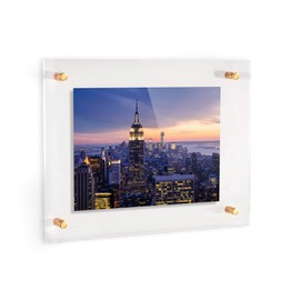 ArtToFrames 11x17 Inch Double Panel Floating Acrylic Picture Frame (Full Frame is 15x21) comes with Gold Standoff Hardware, Made in the USA, 3 Pack