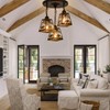 ZGYLIN Farmhouse Rustic Ceiling Light Fixture,Black Metal Cage Pendant Lights