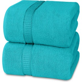 Utopia Towels - Luxurious Jumbo Bath Sheet 2 Piece - 600 GSM 100% Ring Spun Cotton Highly Absorbent and Quick Dry Extra Large Bath Towel - Soft Hotel Quality Towel (35 x 70 Inches, Turquoise)