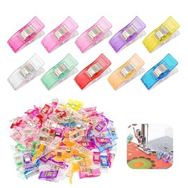 GeeRic 100 Clips de Costura Multiusos,Clips de Costura Pinzas Costura de Colores para Coser, Hacer Colchas Encuadernación, Manualidades