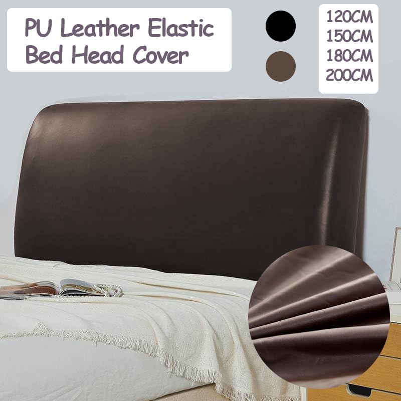 Bed Headboard Cover Waterproof PU Leather All Inclusive Elastic Headboard