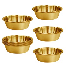 Thatyro 10Pack 2.3OZ Stainless Steel Sauce Dish, Seasoning Dishes, Premium Sushi Dipping Bowl Saucers, Metal Ramekins, Mini Appetizer Plates, Individual Condiment Sauce Cups (Gold)
