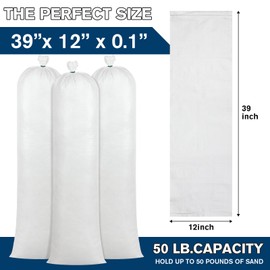 Threan 50 Pcs Sand Bags for Flooding Heavy Duty Sand Bags White Sandbags for Flooding Tube Sandbags Empty Sand Bags for Water Barrier Flood Barrier