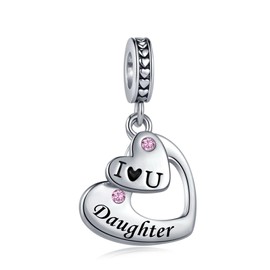 FineryGal Heart Love Daughter Dangle Charm for Bracelets Birthstone Birthday Gifts for Daughter Women Jewelry Present from Mom Dad
