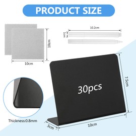 euluoziqing 30 Stück Kreidetafel Klein, Mini Tafeln zum Beschriften, L-Form Preisschilder Aufsteller 100x75mm, Kreidetafel Aufsteller für Buffet Schilder Hochzeit Party Tischkarten (Schwarz)
