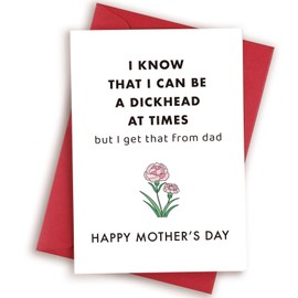 HEALSLA Rude Mother's Day Card from Daughter Son, Funny Mom Card for Sister Friend Grandma, Happy Mother's Day Gifts, I Can Be A Dickhead