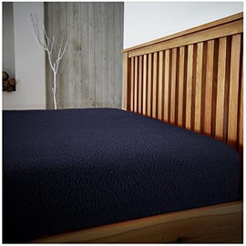 Luxury Teddy Fleece Fitted Sheet, Warm & Cosy Bed Linen Fluffy Plain Bedding Super Soft Kingsize Bedsheet, Navy