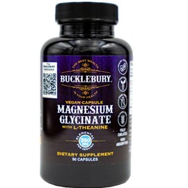 Bucklebury Magnesium Glycinate with L-Theanine Capsules Support Sleep, Bone, and Muscle - 90 Vegan Capsules