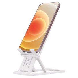 GoldenCrest Cell Phone and Tablet Stand for Desk, Slim and Fully Foldable with Adjustable Angle and Height, Sturdy and Lightweight with Silicone Surface, Stylish and Easy to Use, Phones, Tablets