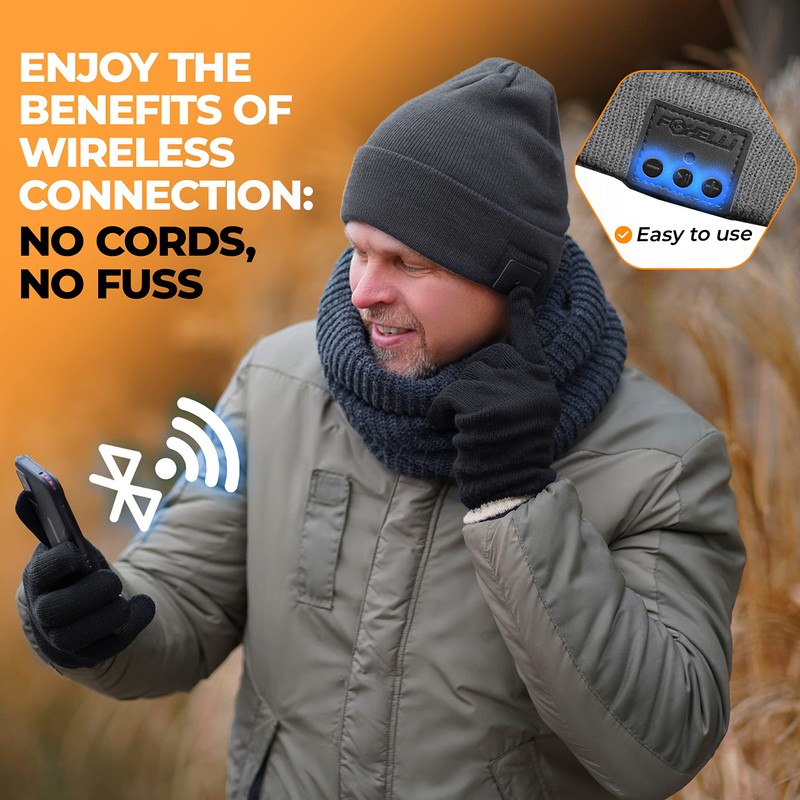 Foxelli Bluetooth Beanie Hat with Headphones Perfect Tech Gift for