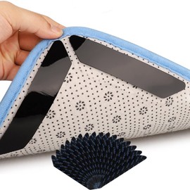 SHULLIN Pack of 16 Washable Non-Slip Mat Carpet Non-Slip Underlay Carpet Grippers Carpet Sticker Carpet Corners Non-Slip Carpet Stopper for Carpets Mats (Black)